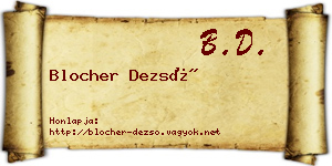Blocher Dezső névjegykártya